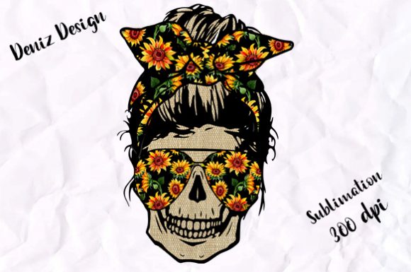 Skull Sunflower Graphics for Crafts & Web Design